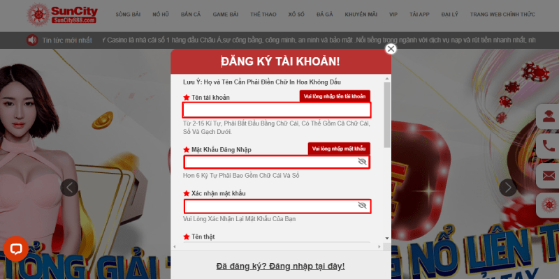 TRANG CHỦ Các đăng ký tài khoản Nhà cái Suncity trên máy tính