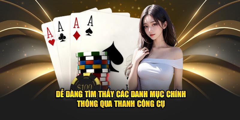Dễ dàng tìm thấy các danh mục chính thông qua thanh công cụ