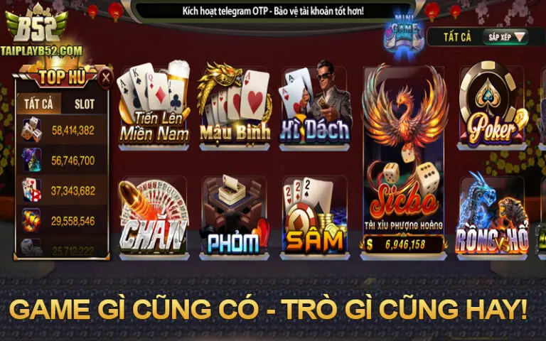 Kho game bài đổi thưởng B52 phong phú đa dạng