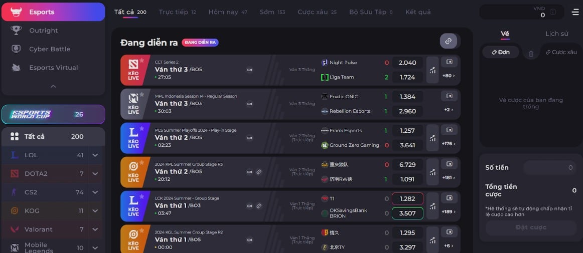 Các Casino tiền thật online cũng tổ chức cá cược Esport