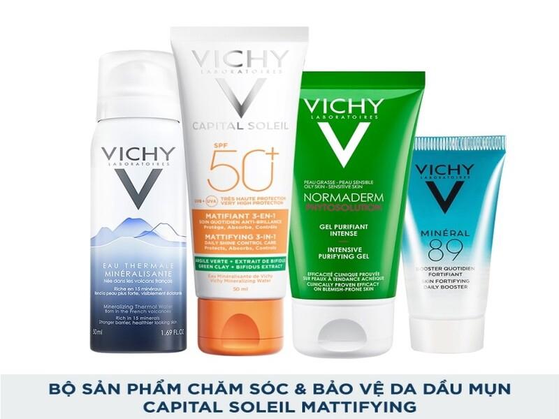 Bộ sản phẩm chăm sóc & bảo vệ da dầu mụn Vichy Capital Soleil Mattifying