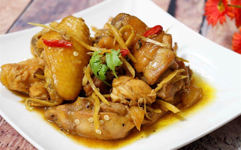 Món gà rang gừng sả