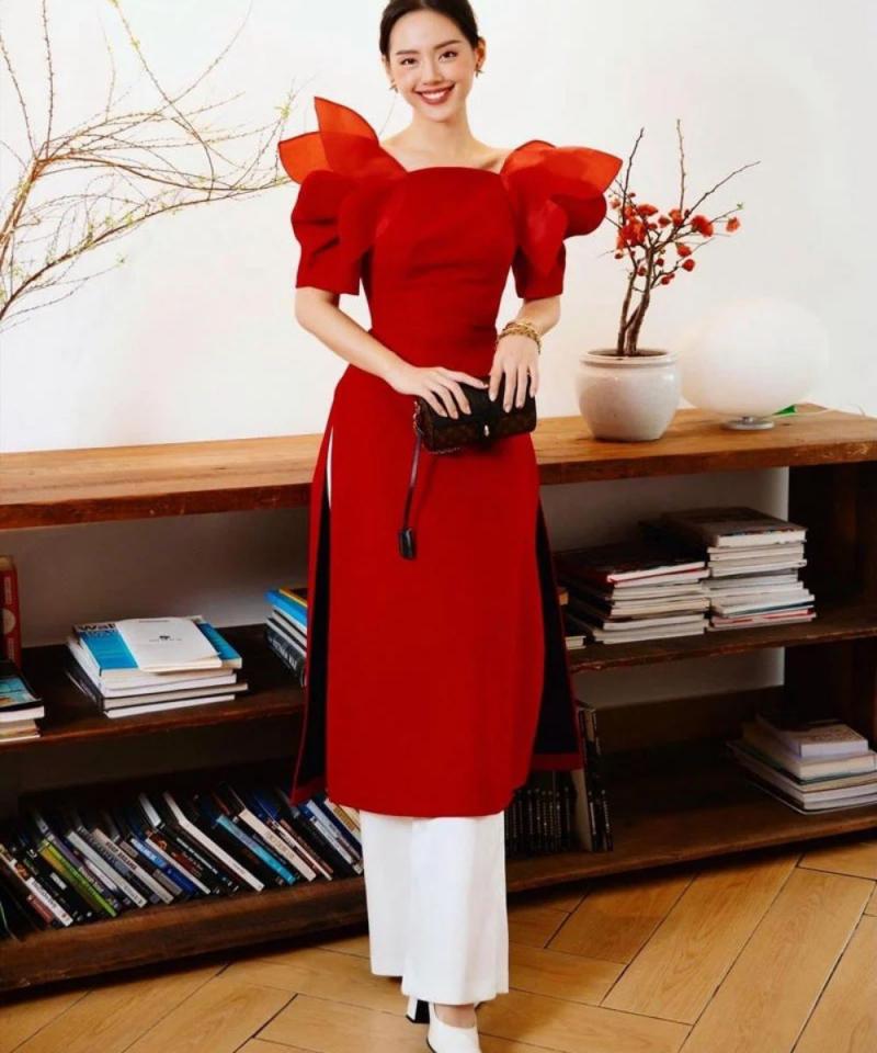 Áo dài hiện đại tay phồng