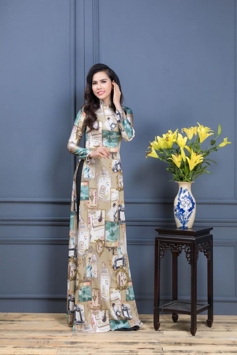 Áo dài họa tiết tranh vẽ trừu tượng