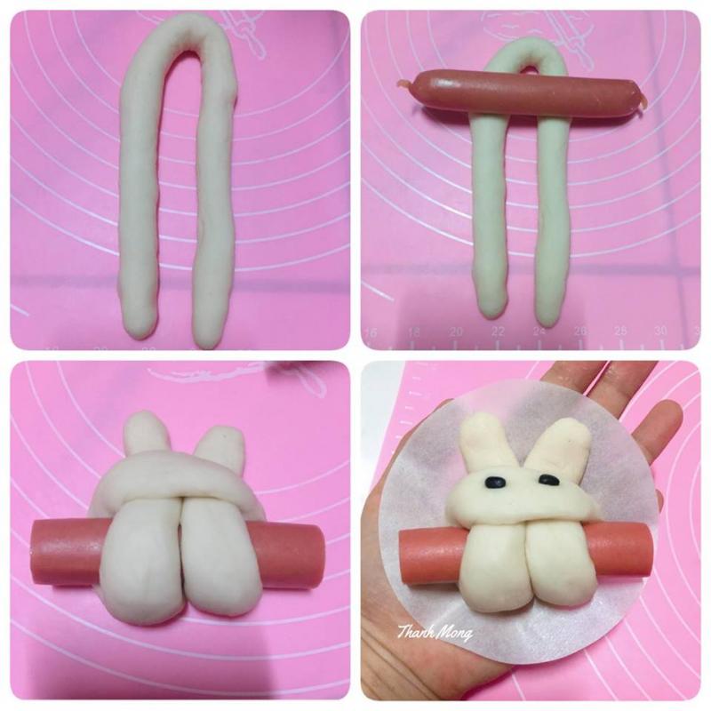 Bánh bao thỏ cuộn xúc xích