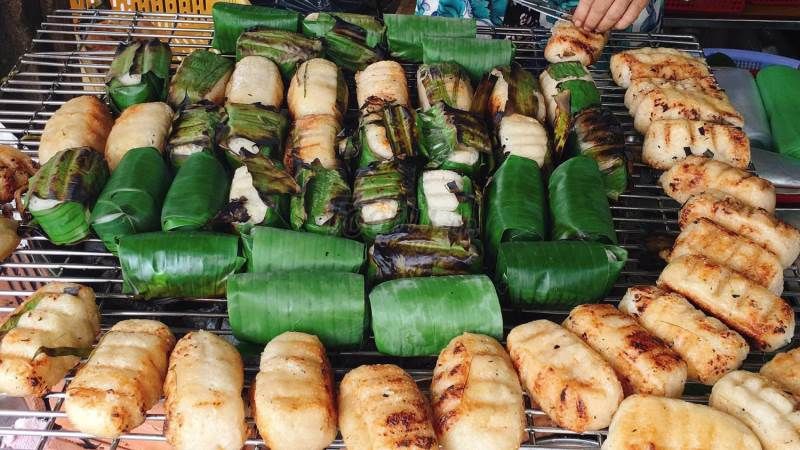 Chuối nếp nướng
