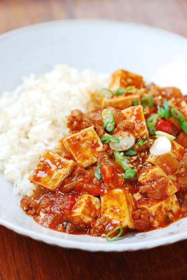 Đậu phụ sốt thịt cay
