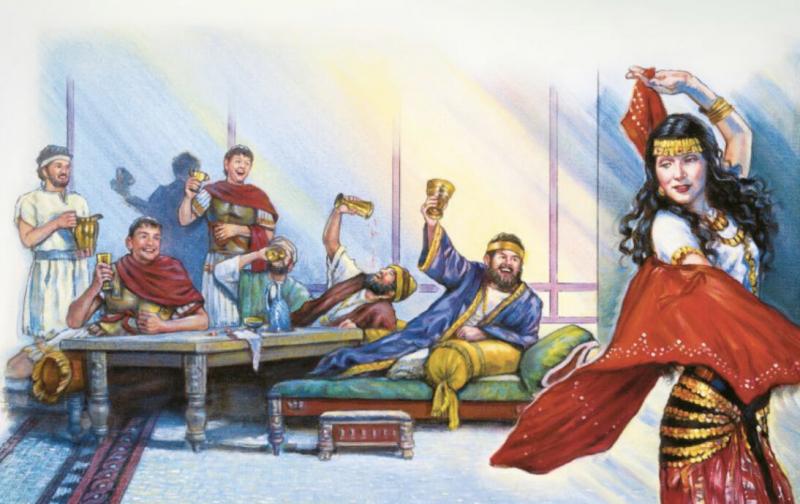 Herodias đưa con gái riêng ra nhảy múa mua vui cho quan khách để lấy lòng nhà vua, nhầm có thể thực hiện âm mưu lấy mạng Thánh John Tẩy Giả