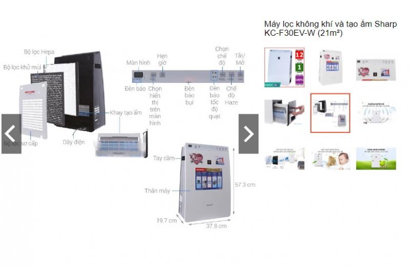 Máy lọc không khí và tạo ẩm Sharp KC-F30EV-W