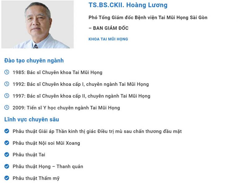 Tiến sĩ, Bác sĩ Chuyên khoa II Hoàng Lương