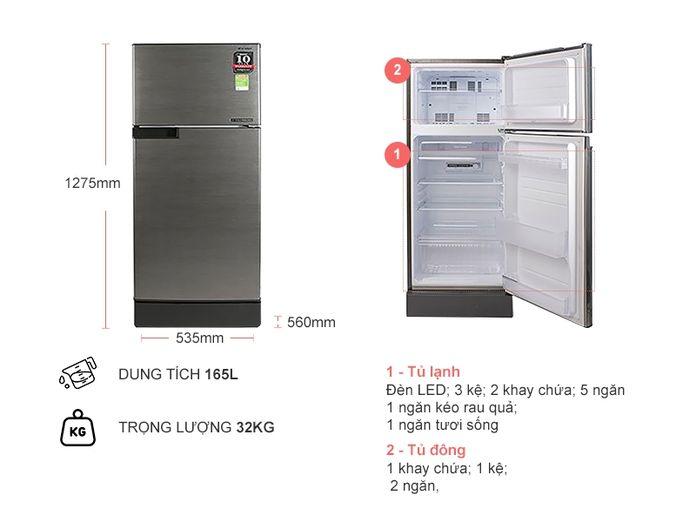 Tủ lạnh 165 Lít Inverter SHARP SJ-X176E-SL